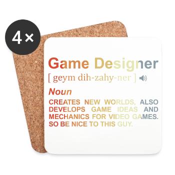 Game Designer Definition - Coasters (set of 4) - white - Front