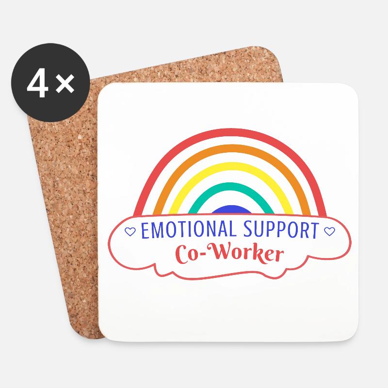 Emotionaler Support Mitarbeiter Work Bestie rot - Untersetzer (4er-Set) - Weiß