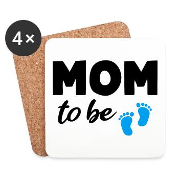 Mom to be Boy Mom Schwangerschaft Mama - Untersetzer (4er-Set) - Weiß - Vorne