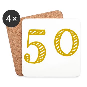 50. 50 JAHRE. 50-JÄHRIGES JUBILÄUM. 50-JÄHRIGES JUBILÄUM. - Untersetzer (4er-Set) - Weiß - Vorne