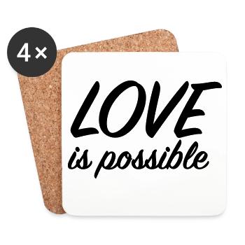 Liebe ist möglich – Positive Liebesbotschaft - Untersetzer (4er-Set) - Weiß - Vorne