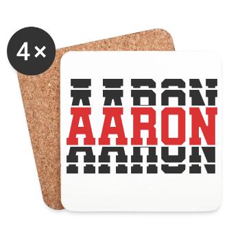 Aaron t-shirt t-shirt idée cadeau texte empilé - Dessous de verre (lot de 4) - blanc - Devant