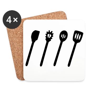 Wooden Spoon Set - Coasters (set of 4) - white - Front