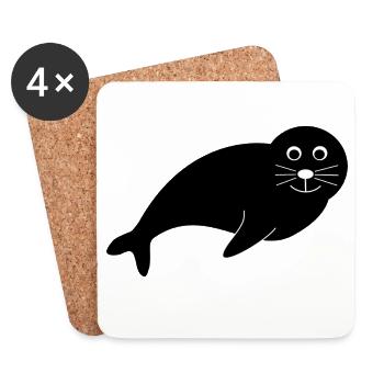 Seals, seals, seals, seals animals - Coasters (set of 4) - white - Front