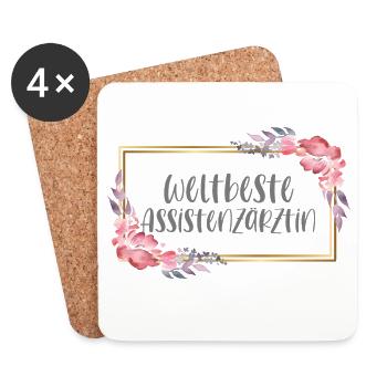 Assistenzärztin Ärztin Doktorin Beruf Geschenk - Untersetzer (4er-Set) - Weiß - Vorne
