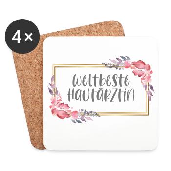 Hautärztin Ärztin Doktorin Beruf Geschenk - Untersetzer (4er-Set) - Weiß - Vorne
