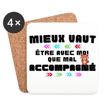 Panda Arc-en Ciel et Flèches - Dessous de verre (lot de 4) - blanc - Devant