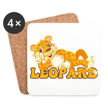 Léopard Bébé Dessin animé Pop Art - Dessous de verre (lot de 4) - blanc - Devant