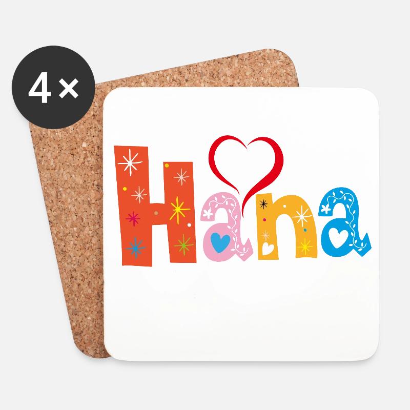 Personalisierter Hana-Name - Untersetzer (4er-Set) - Weiß