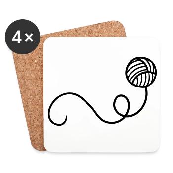 Boule de laine de dessin animé - Dessous de verre (lot de 4) - blanc - Devant