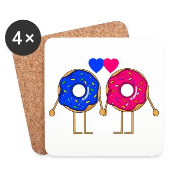 Donut Amour Couple Femme Relation Saint-Valentin - Dessous de verre (lot de 4) - blanc - Devant