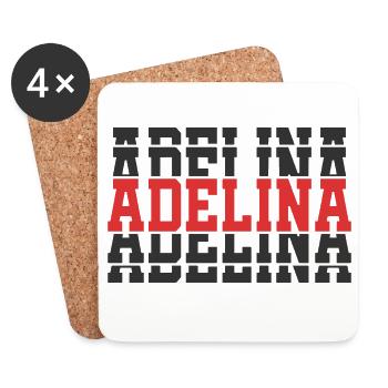 Adelina t-shirt empilé texte cadeau t-shirt - Dessous de verre (lot de 4) - blanc - Devant