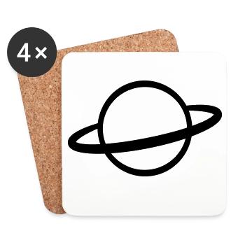 Planet with Ring Icon Outline - Coasters (set of 4) - white - Front
