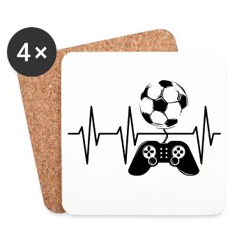 Soccer gamer gaming pulse heartbeat team player - Coasters (set of 4) - white - Front