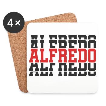 Alfredo t-shirt stacked text gift idea t-shirt - Coasters (set of 4) - white - Front
