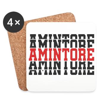 Amintore t-shirt gift t-shirt stacked text - Coasters (set of 4) - white - Front