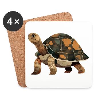 Tortue - Dessous de verre (lot de 4) - blanc - Devant