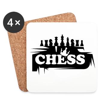 Schach Graffiti Schachfiguren Illustration Logo - Untersetzer (4er-Set) - Weiß - Vorne
