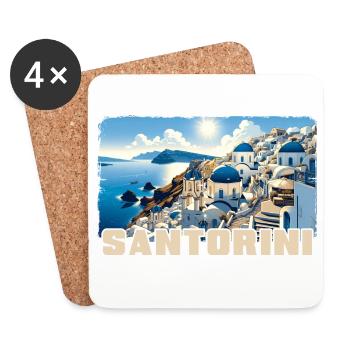 Santorin, Grèce, océan, volcan Akrotiri - Dessous de verre (lot de 4) - blanc - Devant