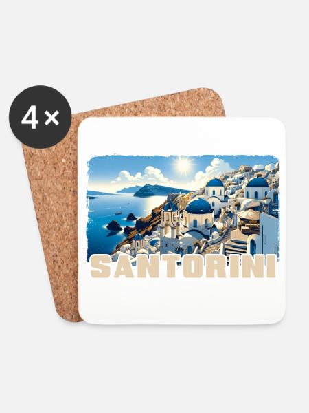 Santorin Griechenland Ozean Vulkan Akrotiri - Untersetzer (4er-Set) - Weiß