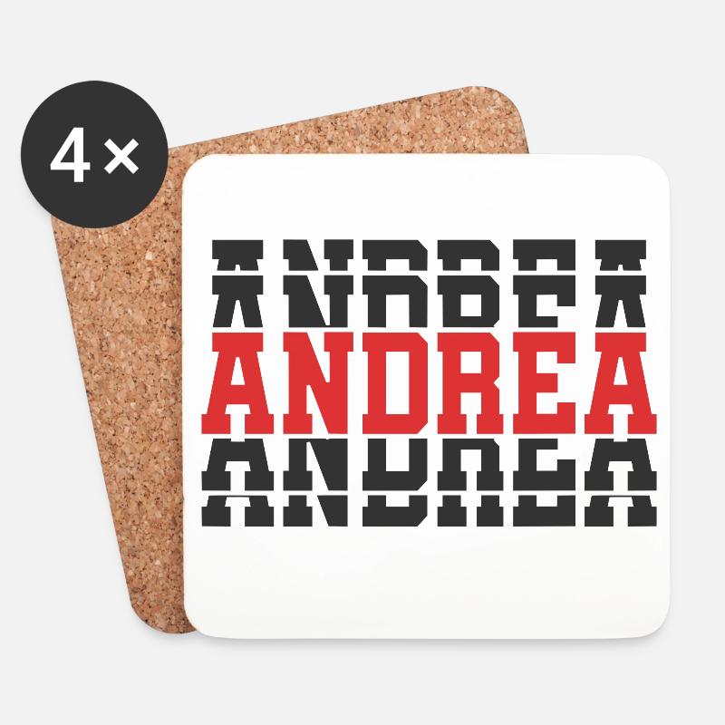 T-Shirt Andrea T-Shirt Geschenkidee gestapelter Text - Untersetzer (4er-Set) - Weiß