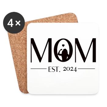 Mom to be - Mama est. 2024. Werdende Mutter - Untersetzer (4er-Set) - Weiß - Vorne