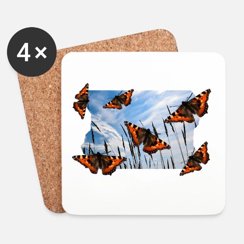 PAPILLON - Dessous de verre (lot de 4) - blanc