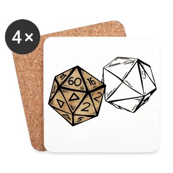 Skizze eines Rollenspielwürfels angemalt RPG - Untersetzer (4er-Set) - Weiß - Vorne