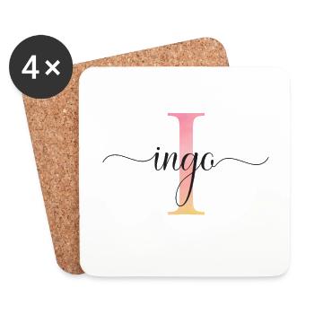 I | Monogramm | Name | Ingo |Watercolor - Untersetzer (4er-Set) - Weiß - Vorne