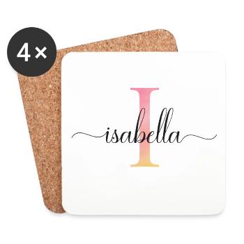 I | Monogramm | Name | Isabella |Watercolor - Untersetzer (4er-Set) - Weiß - Vorne