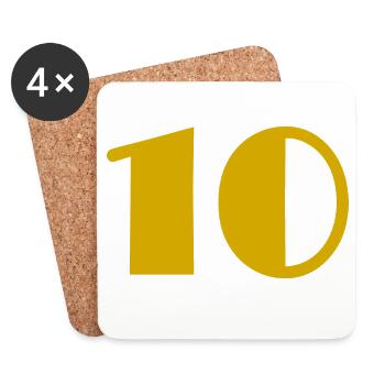 10. 10 ANS. 10e ANNIVERSAIRE. ANNIVERSAIRE 10 ANS. - Dessous de verre (lot de 4) - blanc - Devant