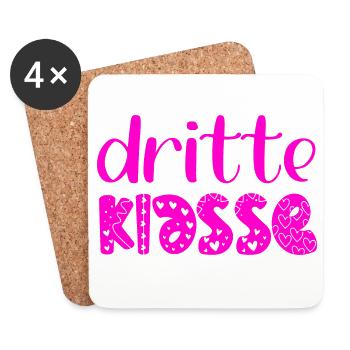 Grundschule 3. Klasse - Dritte Schulklasse - Untersetzer (4er-Set) - Weiß - Vorne