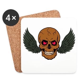 Skeletal skull with wings. - Coasters (set of 4) - white - Front