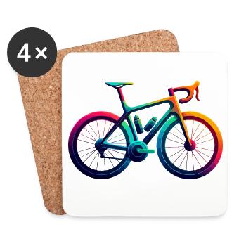 Illustration de cyclisme arc-en-ciel vibrant - Dessous de verre (lot de 4) - blanc - Devant
