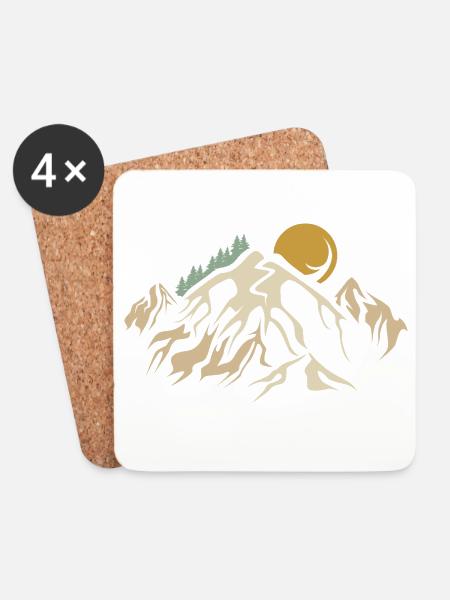 retro Berge Landschaft Natur vintage Berg wandern - Untersetzer (4er-Set) - Weiß