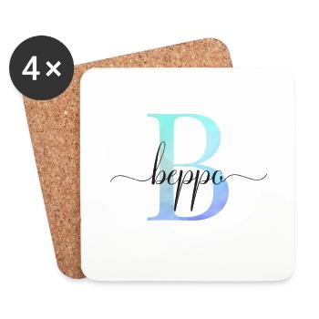 B| Monogramm | Name | Beppo | Watercolor - Untersetzer (4er-Set) - Weiß - Vorne