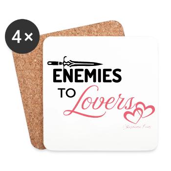 Ennemis aux amants (texte noir) - Dessous de verre (lot de 4) - blanc - Devant