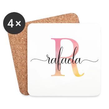 R | Monogramm | Name | Rafaela |Watercolor - Untersetzer (4er-Set) - Weiß - Vorne