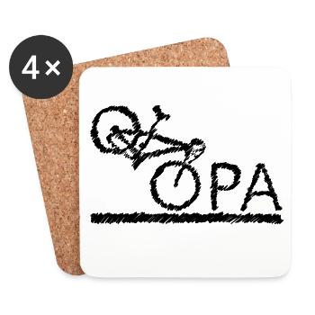 bester Opa Fahrrad Mountainbike Radeln Kritzeln - Untersetzer (4er-Set) - Weiß - Vorne