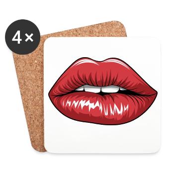 Crimson Kiss Pop Art - Coasters (set of 4) - white - Front
