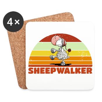 Schlafwandler Schlafwandler Schaf Wortspiel - Untersetzer (4er-Set) - Weiß - Vorne