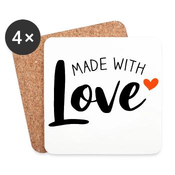 Made With Love zweifarbig - Untersetzer (4er-Set) - Weiß - Vorne
