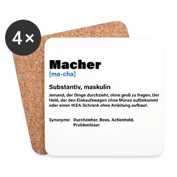 Macher – Der Chef unter den Machern - Untersetzer (4er-Set) - Weiß - Vorne