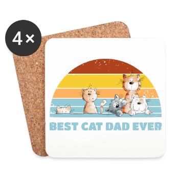 Best Cat Dad Cats Dad Vintage Cat Lover - Coasters (set of 4) - white - Front