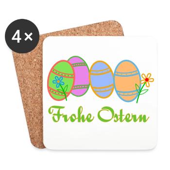 Ostereier zu Ostern - Untersetzer (4er-Set) - Weiß - Vorne
