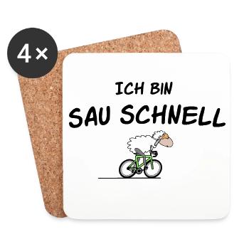 Radsport Schaf - Untersetzer (4er-Set) - Weiß - Vorne