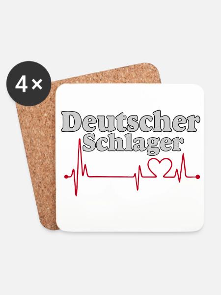 Schlager Party , Schlager Musik , Herzschlag - Untersetzer (4er-Set) - Weiß