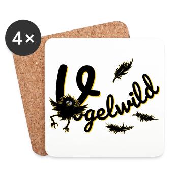 Wild Birds Funny Naughty Bird Design with Chaos - Coasters (set of 4) - white - Front