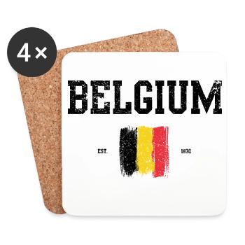Abstract Belgian Flag Art Print - Coasters (set of 4) - white - Front