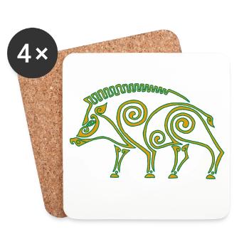 Sanglier celte - Dessous de verre (lot de 4) - blanc - Devant